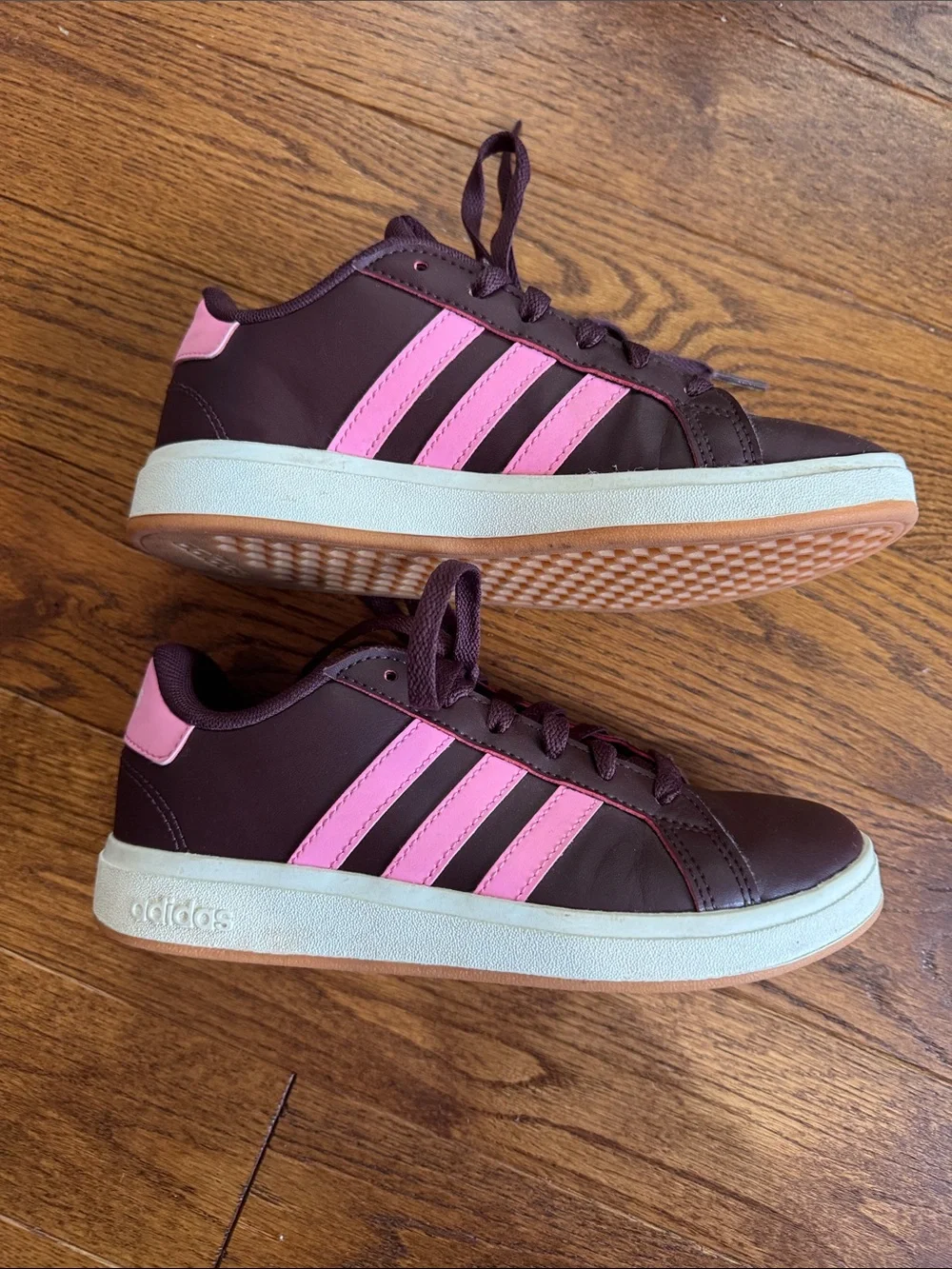 adidas Plum Sneakers with Pink Stripes
